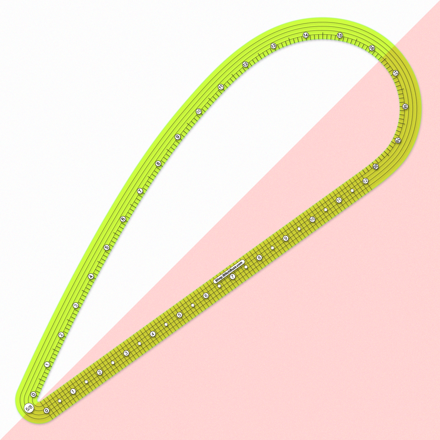 see-through green french curve ruler five eighths inch seam allowance